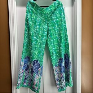 Lilly Pulitzer Lolani Silk Toucan Green Costa Verda Palazzo Pants